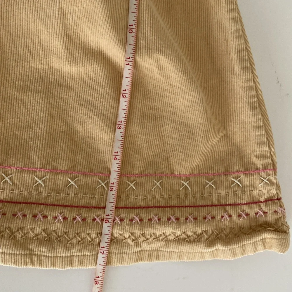 Baby Girls Old Navy Tan Pleated corduroy jumper dress embroidered 18-24 mo